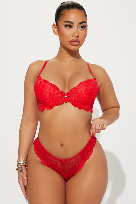 Only Want You Lace Crotchless Panty - Red