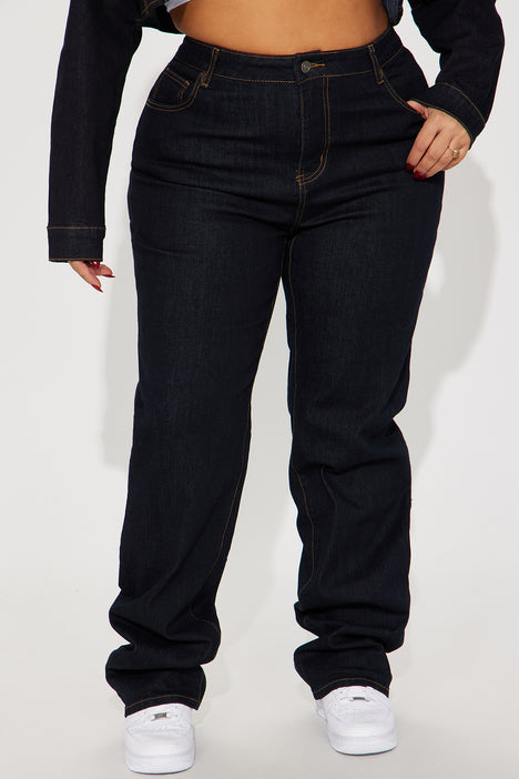 Willow Stacked Stretch Straight Leg Jeans - Dark Wash, Fashion Nova, Jeans