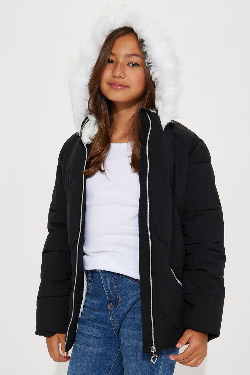 Mini Keep My Heart Warm Puffer Jacket - Black | Fashion Nova, Kids ...