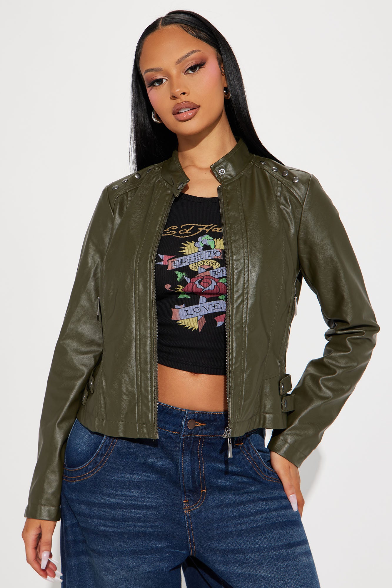 Zoe Washed Faux Leather Bomber Jacket - Brown, Fashion Nova, Jackets &  Coats