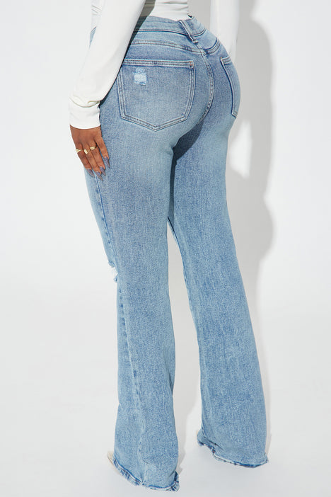Missed Your Chance Stretch Flare Jeans - Light Wash, Fashion Nova, Jeans