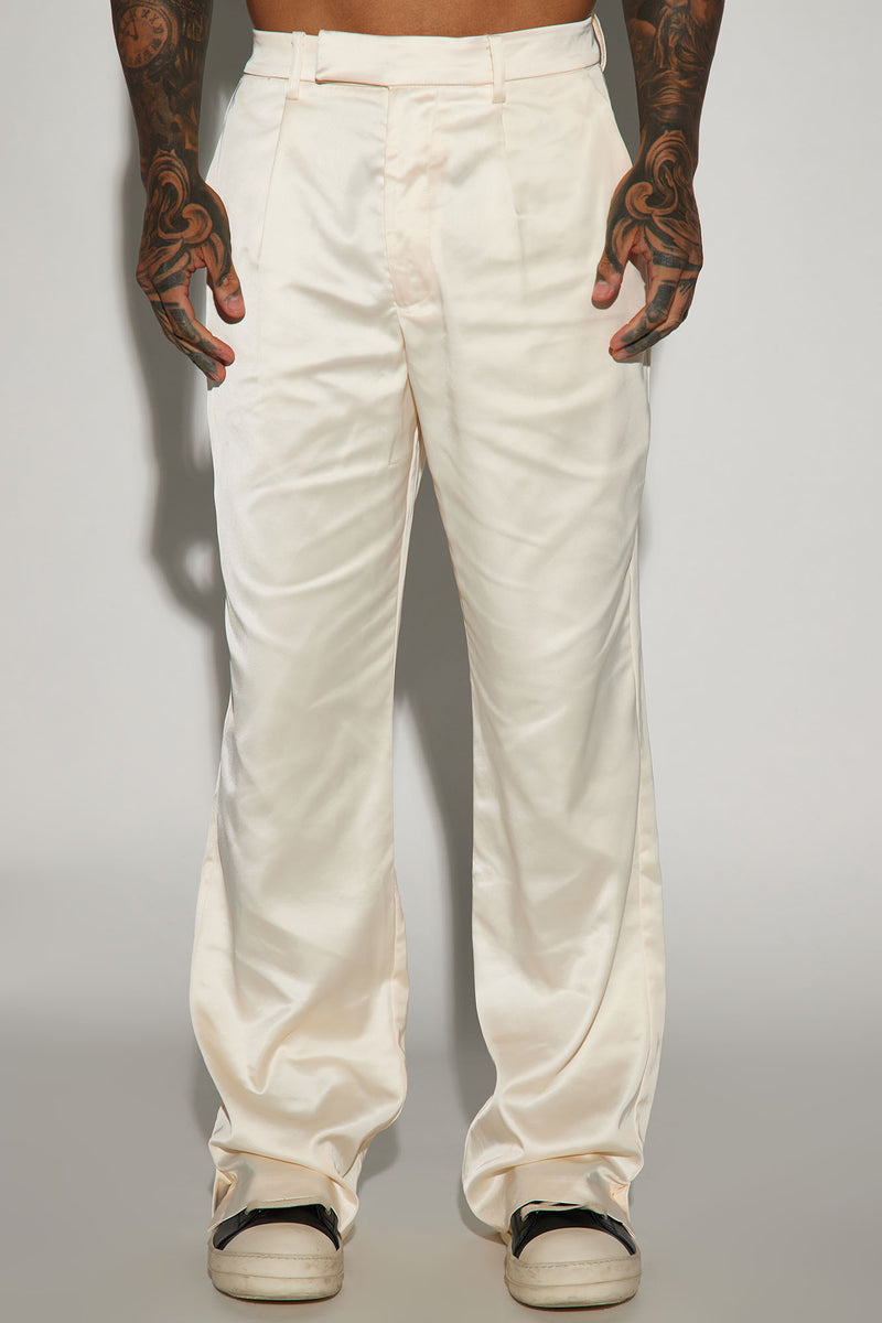Florence Satin Relaxed Flare Trousers - Cream | Fashion Nova, Mens ...