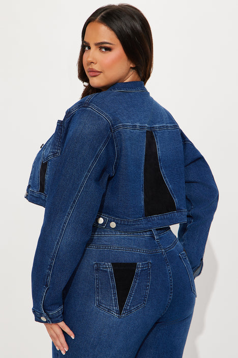 MODA NOVA Juniors Plus Size Jean Button Outfits Fashion Cropped Denim  Jackets Blue 1X 
