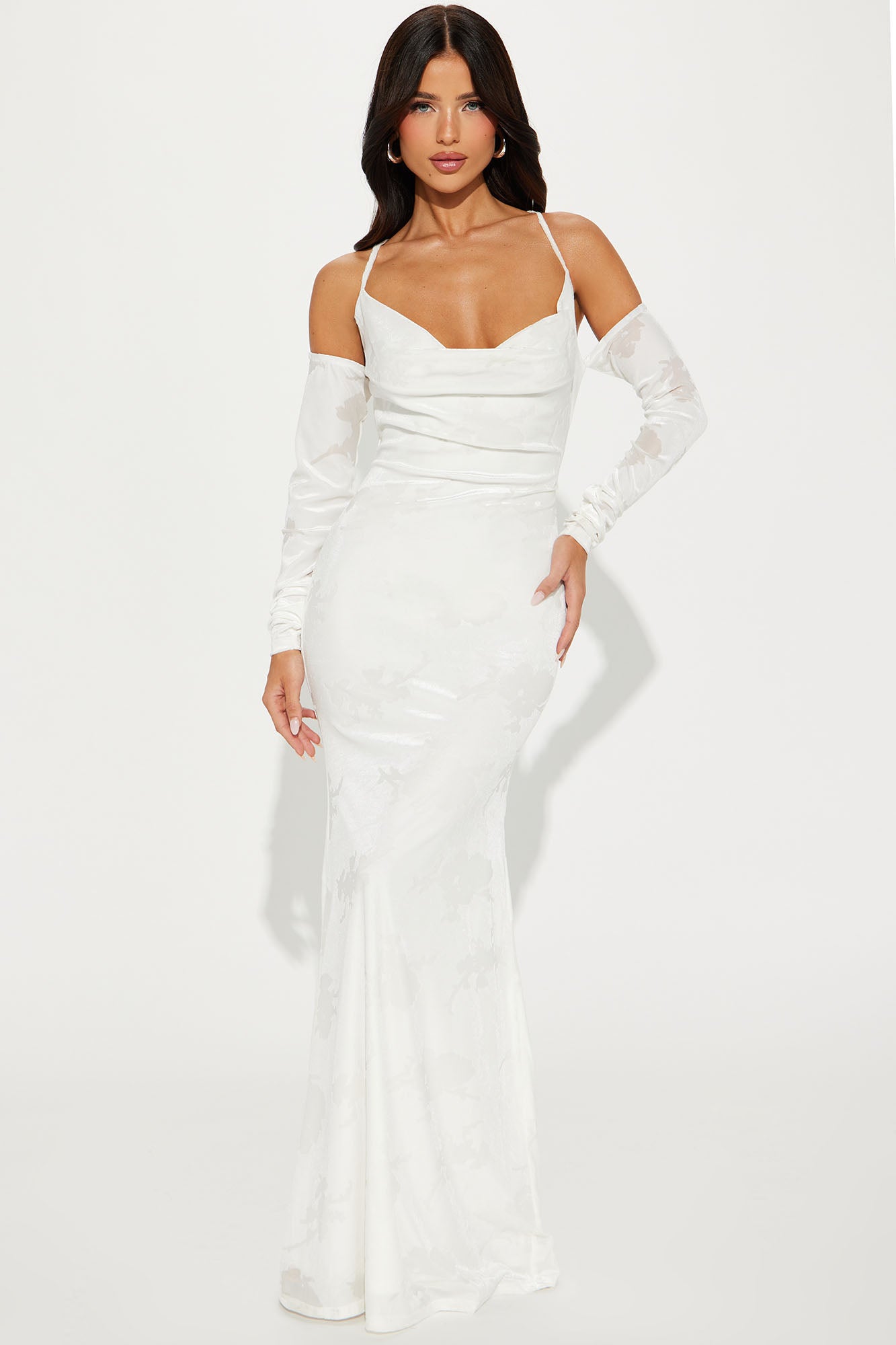 White velvet 2025 maxi dress