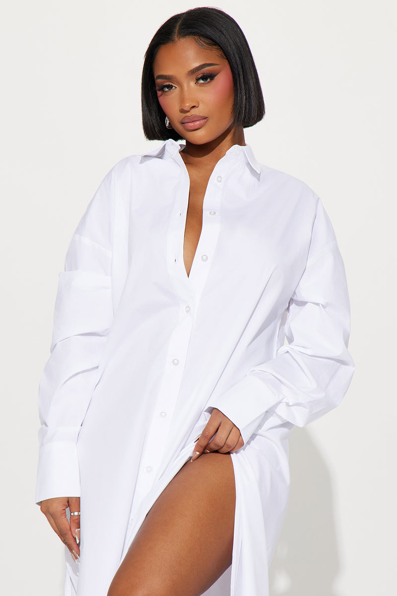 Eleanor Shirt Maxi Dress - White | Fashion Nova, Dresses | Fashion Nova