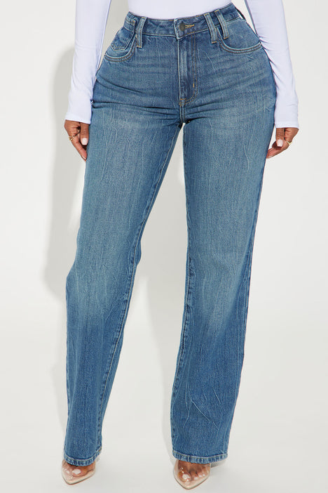 Womens 90's Babe Straight Leg Jeans in Medium Blue Wash Size 11 by Fashion  Nova