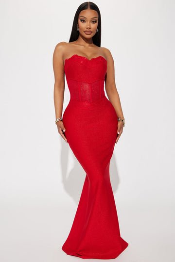 Layla Corset Maxi Dress - Red