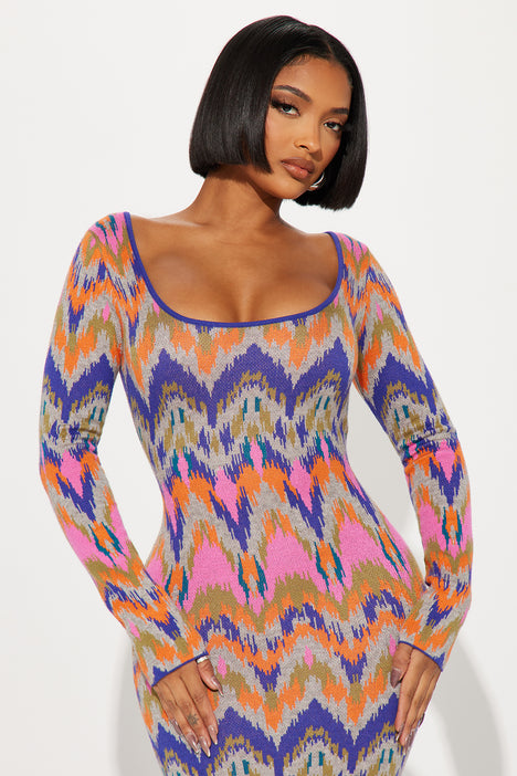 Trista Sweater Maxi Dress - Multi Color