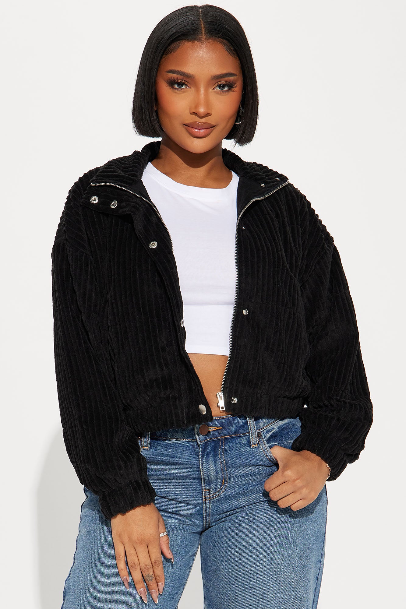 Black corduroy shop cropped jacket