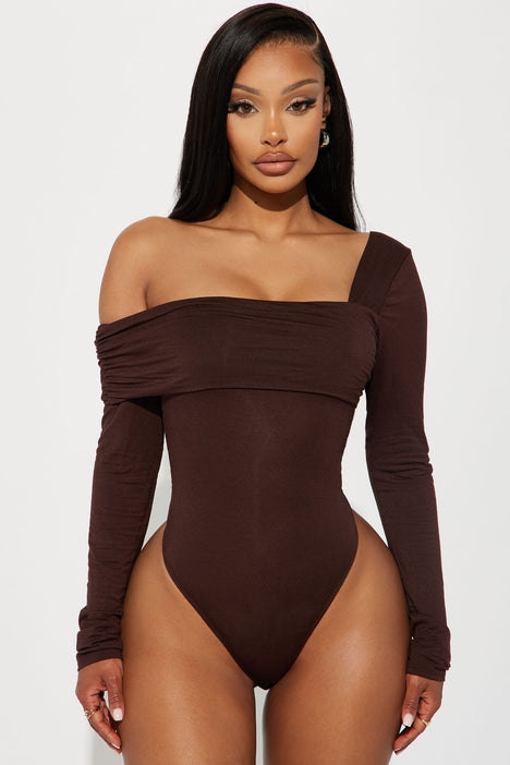 Beyond Basic Leather Bodysuit in Brown, Groovy's