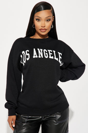 Pink Los Angeles Small Print Graphic Washed Sweatshirt