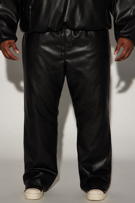 Men's Trousers Faux Leather Pants Casual Pants Pocket Straight Leg Plain  Stretch Party Daily Wear Faux Leather Fashion Streetwear Black White 2024 -  $31.99