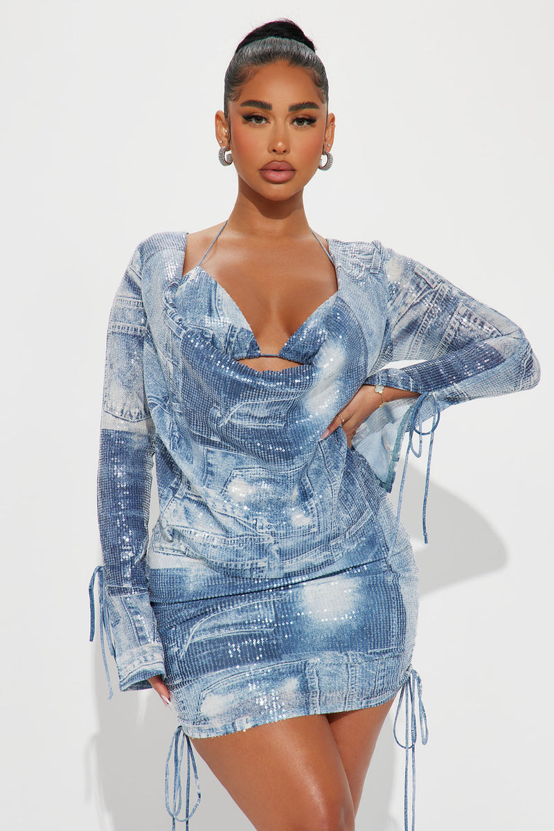 Zoe Sequin Mini Dress Set - Blue | Fashion Nova, Dresses | Fashion Nova