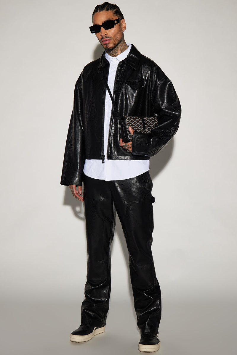 Sawyer Faux Python Cropped Jacket - Black | Fashion Nova, Mens Casual ...