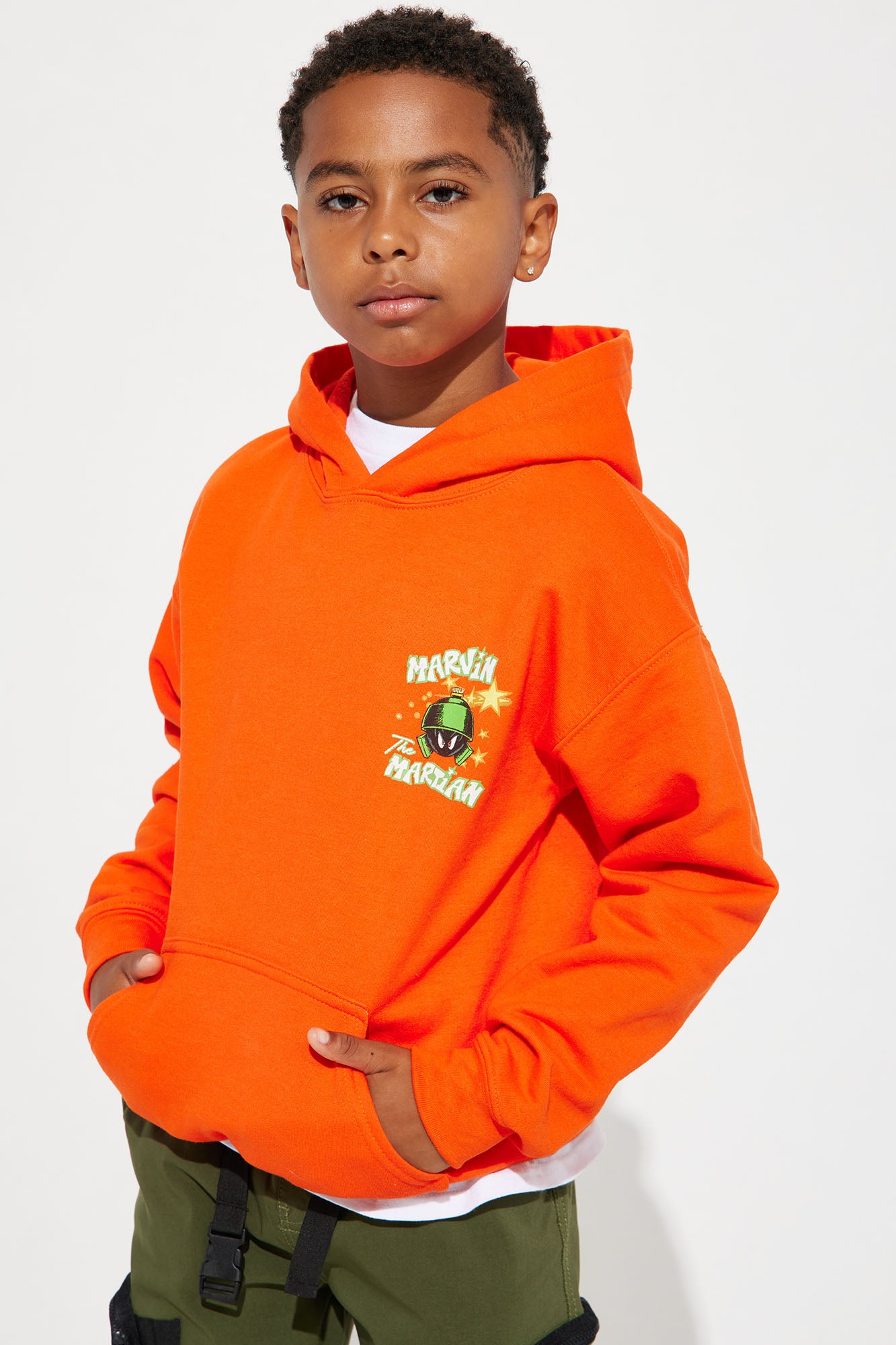 Mini Looney Tunes Marvin Tag Hoodie Orange Fashion Nova Kids