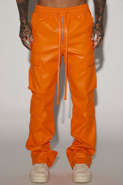 Y2k Orange Cargo Long Pants Bootcut Multipockets Loose Palazzo Parachute |  Parachute Pant Shop