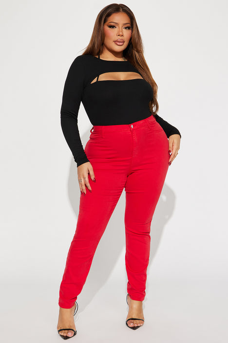 Plus Size - Stretchy Skinny High Waist Jeans (More colors - Red, Black