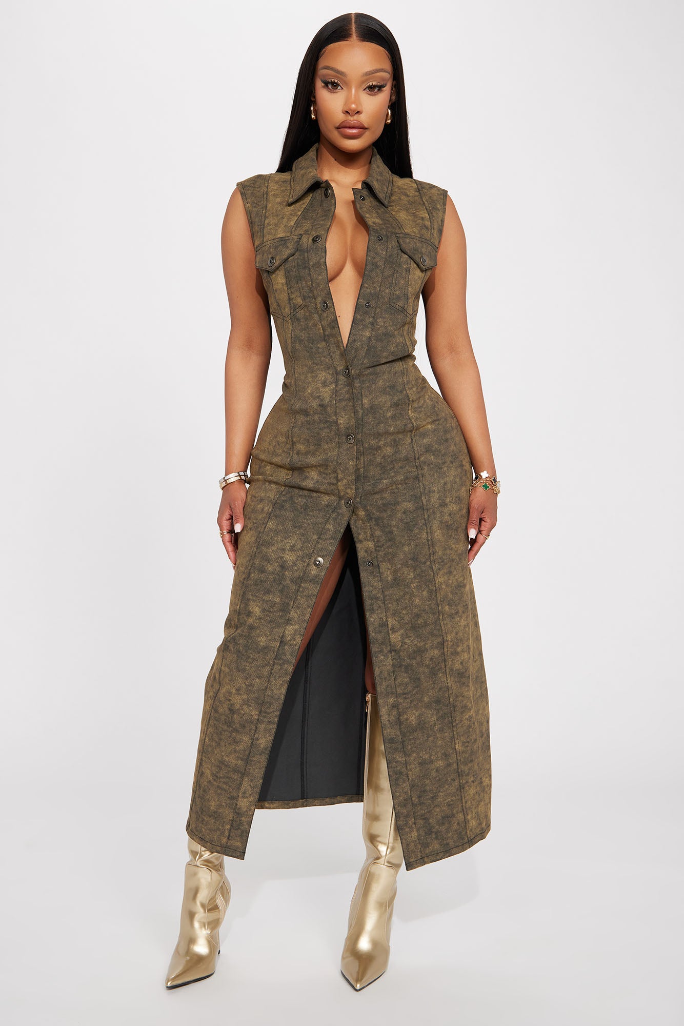 | Fashion Olive Nova, - Nova Dresses Maxi Fashion Denim Dress | Sadie
