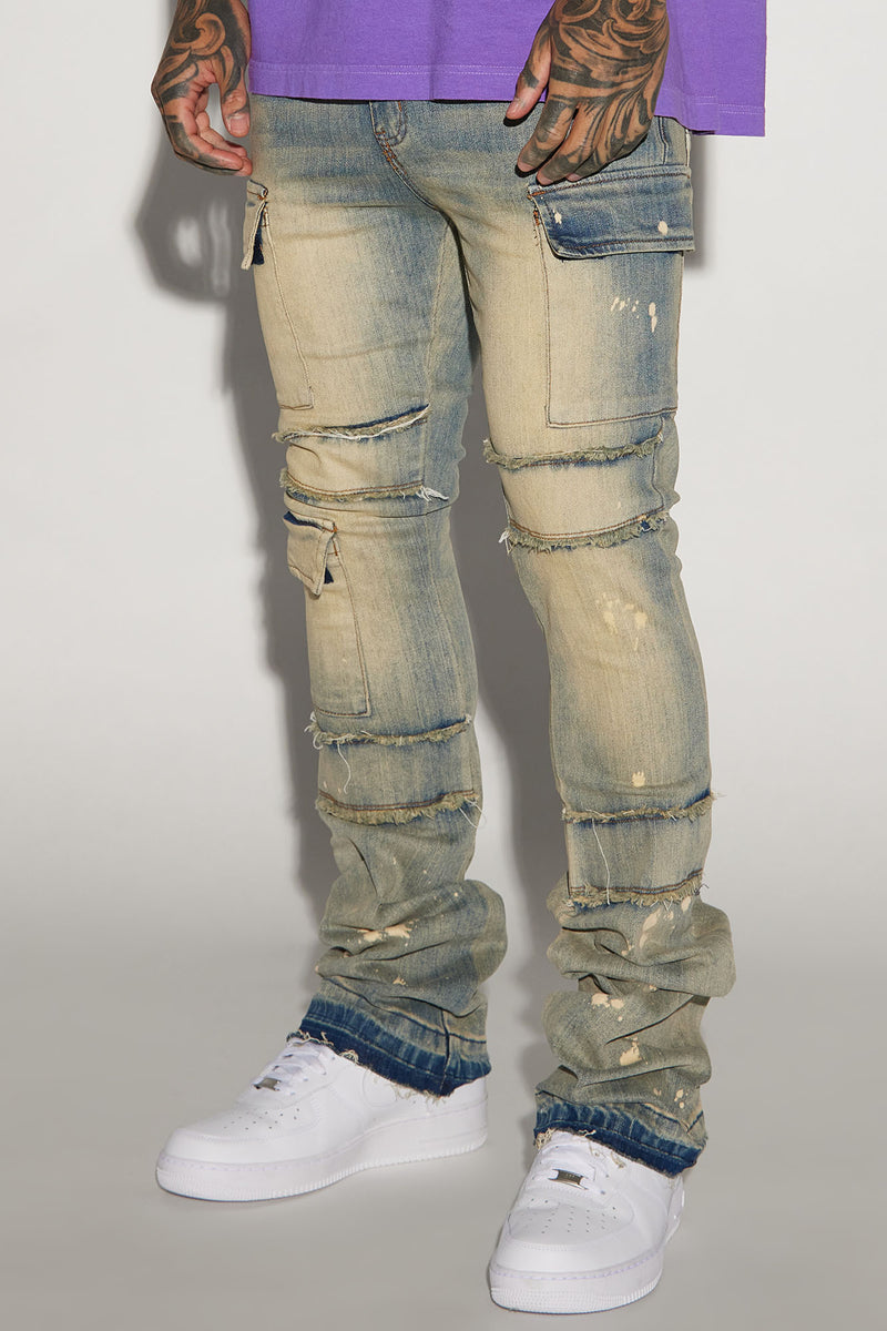 Side Snap Cargo Stacked Skinny Flare Jeans - Medium Wash | Fashion Nova ...