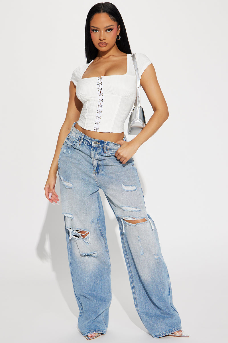 Alora Top - Ivory, Fashion Nova, Knit Tops