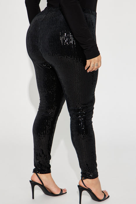 Titanium' full sequin leggings Woman, Black