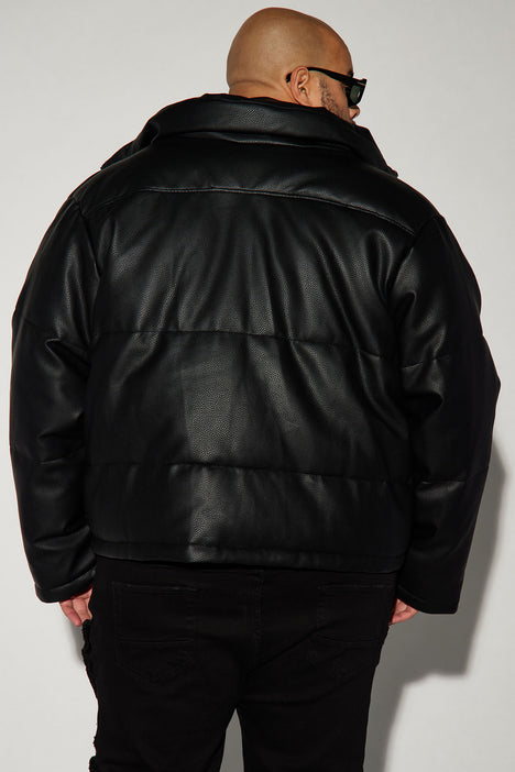 NovaMen Crop Puffer Jacket - Black