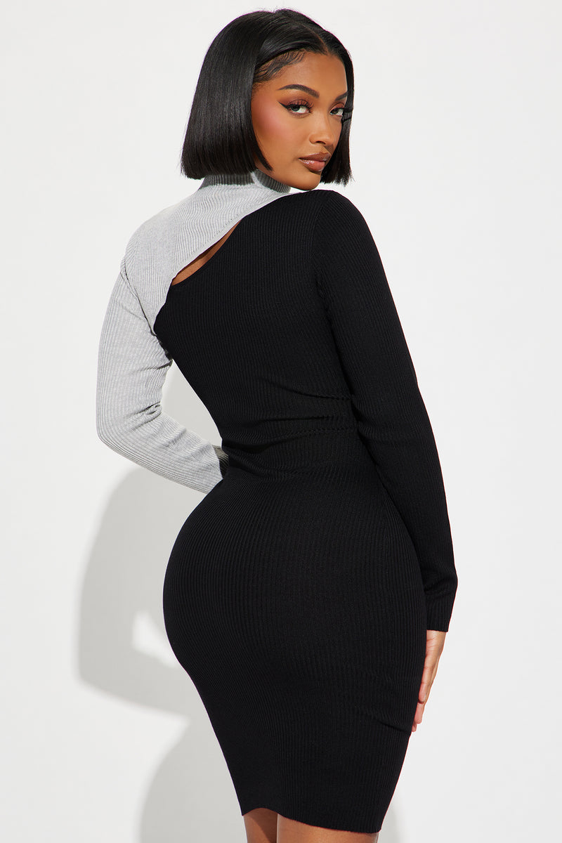 Fall Fixation Sweater Midi Dress - Black/Grey | Fashion Nova, Dresses ...