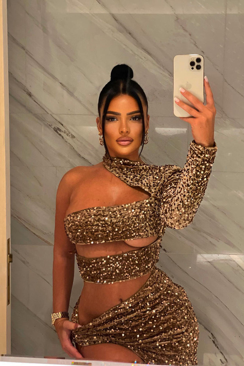 Sydney Sequin Gown Mocha Fashion Nova Dresses Fashion Nova