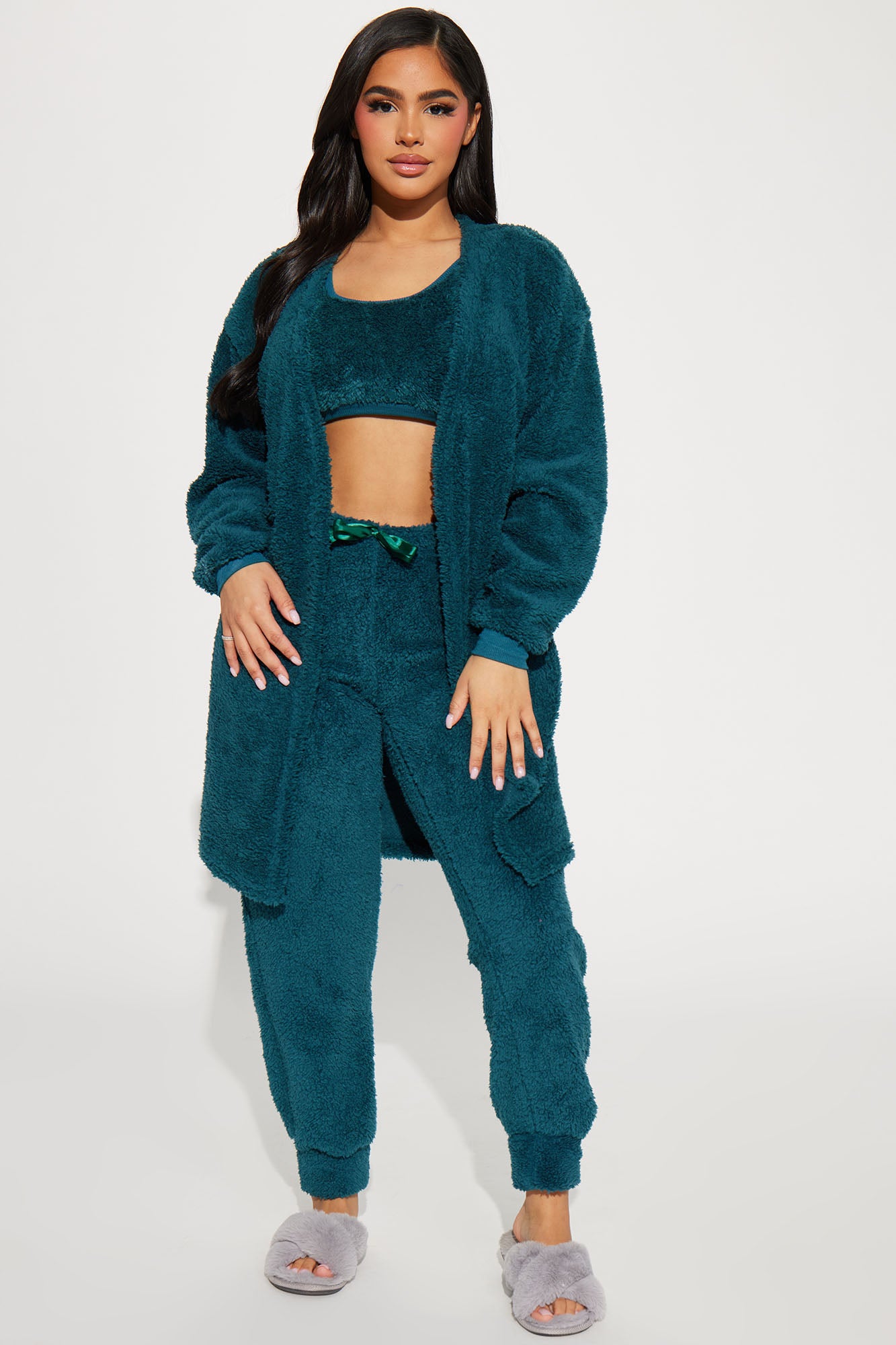 Sleeping In Sherpa PJ Pant Set - Teal, Fashion Nova, Lingerie & Sleepwear