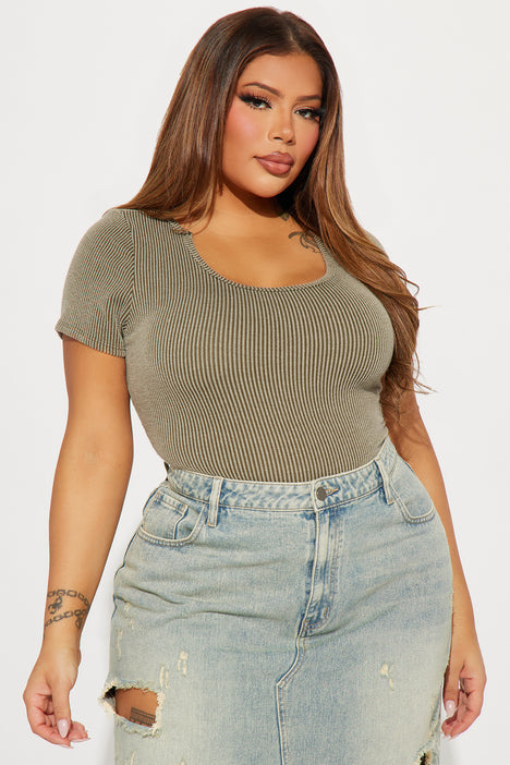 Kara Ribbed Bodysuit - Beige