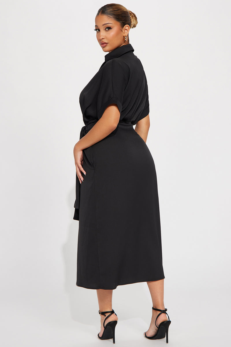 Lucy Midi Wrap Dress - Black | Fashion Nova, Dresses | Fashion Nova