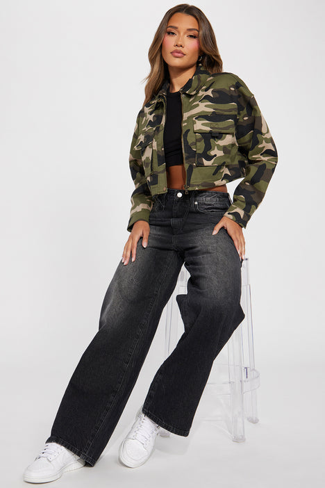 Camo Girl Cargo Top - Olive/combo, Fashion Nova, Jackets & Coats