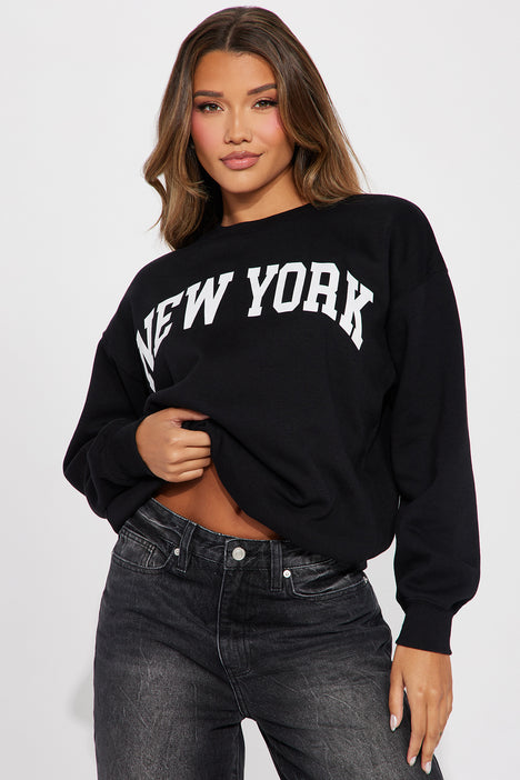 New York Vintage Crew Neck Sweatshirt - Black | Fashion Nova 