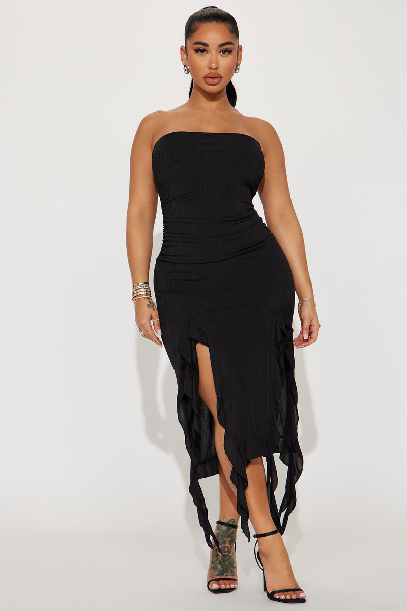 Naomi Ribbed Midi Dress - Black | Fashion Nova, Dresses | Fashion Nova