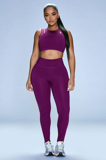 Samba' Purple Deluxe Girls Crop and Top Leggings Set Sportswear Activewear