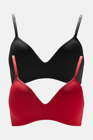 BOOMBUZZ Women's Regular Non-Padded Non-Wired Cotton Blend Bra (RED)(44A)