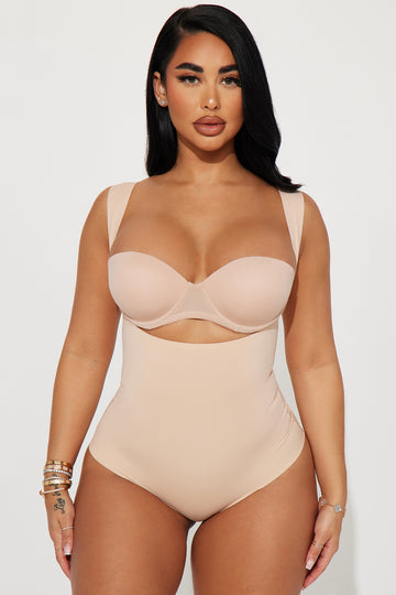 Snatched Arm Slimming Shapewear Bodysuit - Nude