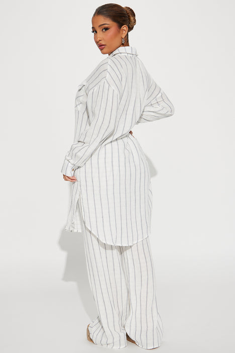 The Perfect Striped Pant Set - White/combo