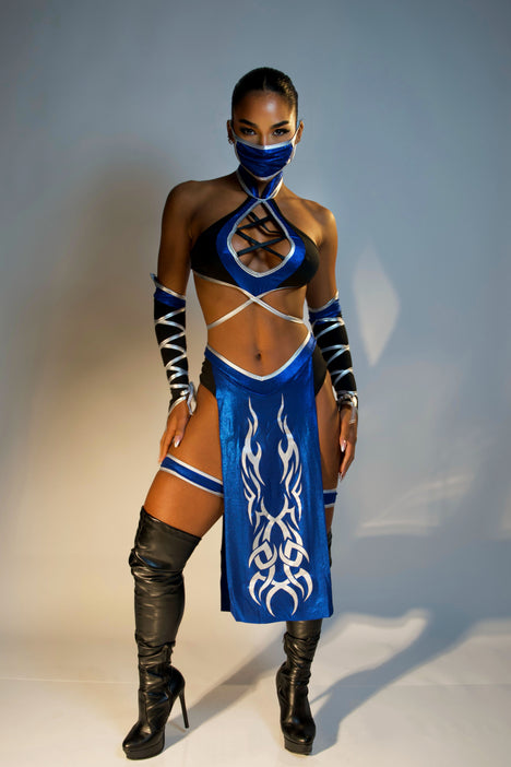 Electric Warrior Ninja 5 Piece Costume Set - Blue/combo
