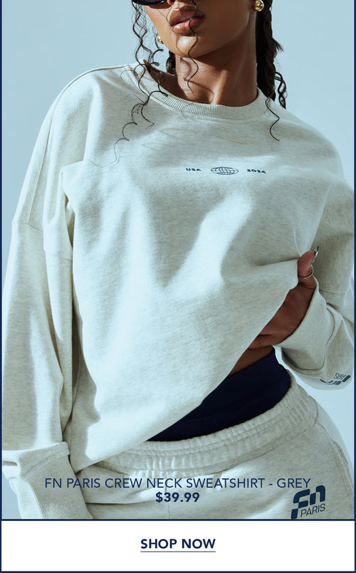 FN Paris Crew Neck Sweatshirt - Grey - 7.18.24 jrs updated banner