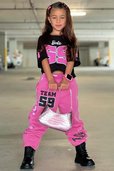 Mini Barbie 59 Jogger Set - Black/Pink