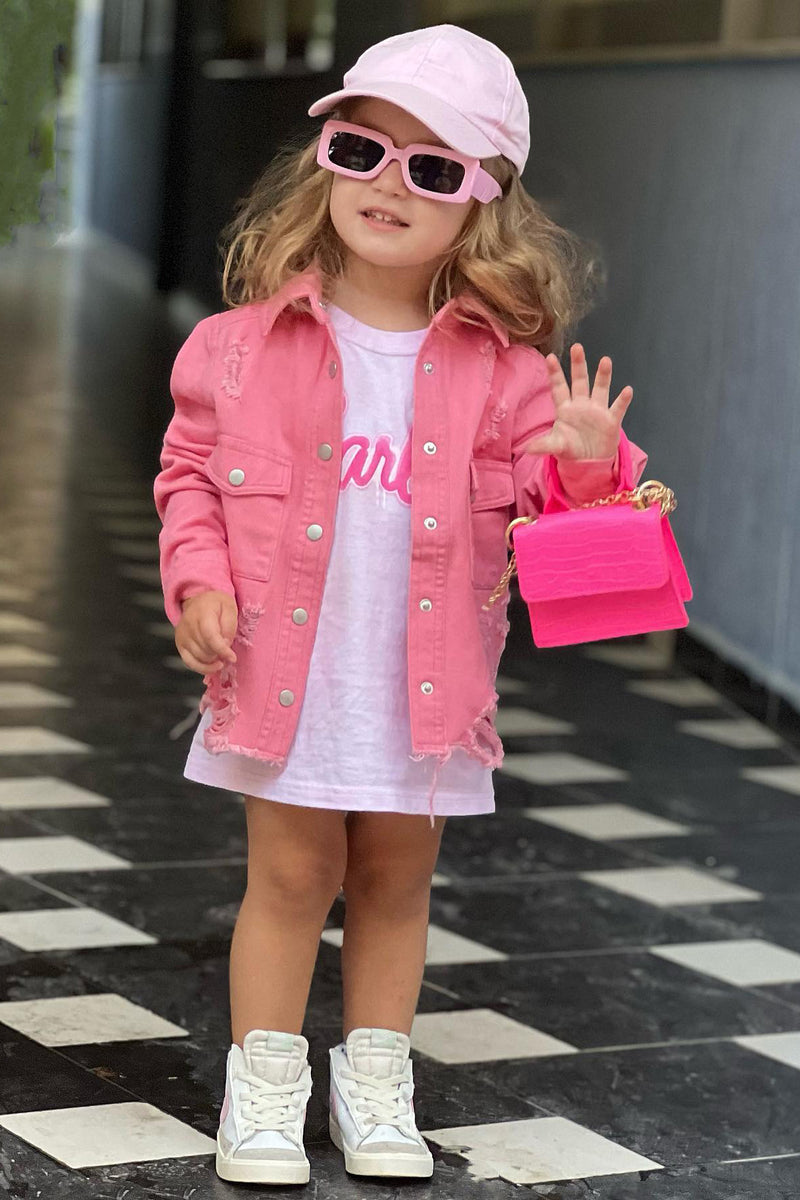 Mini Lola Distressed Twill Jacket - Pink | Fashion Nova, Kids Jackets ...