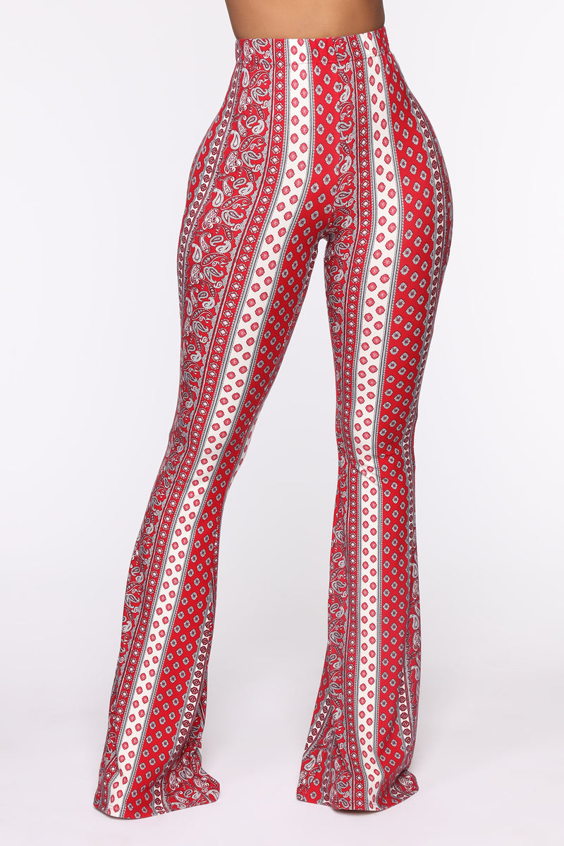 Boho Babe Flare Pant - Red/White | Fashion Nova, Pants | Fashion Nova