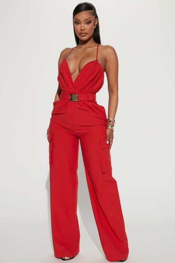 Class And Sass Jumpsuit - Red, Fashion Nova, Jumpsuits