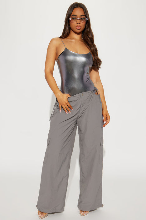 Valentina Metallic PU Corset Bodysuit - Silver, Fashion Nova, Bodysuits