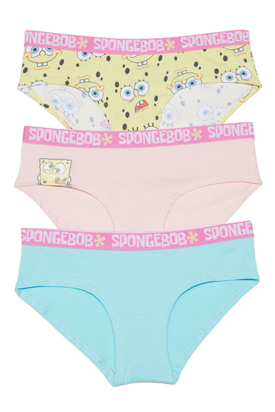 Spongebob Squarepants Girls Stretch Hipster Briefs Underwear, 4-Pack Sizes  6-10