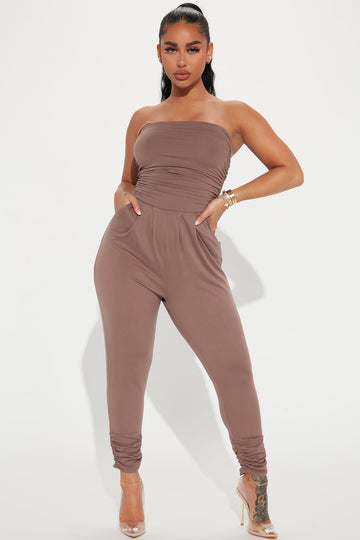 Keeping It Relaxed Jumpsuit - Taupe
