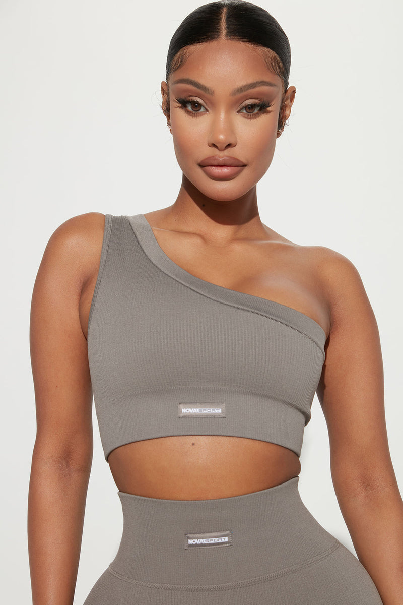 Effortless Aurora Ribbed Seamless Top Charcoal Fashion Nova Nova