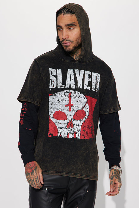 Slayer Skull Face Hoodie - Charcoal, Fashion Nova, Mens Graphic Tees