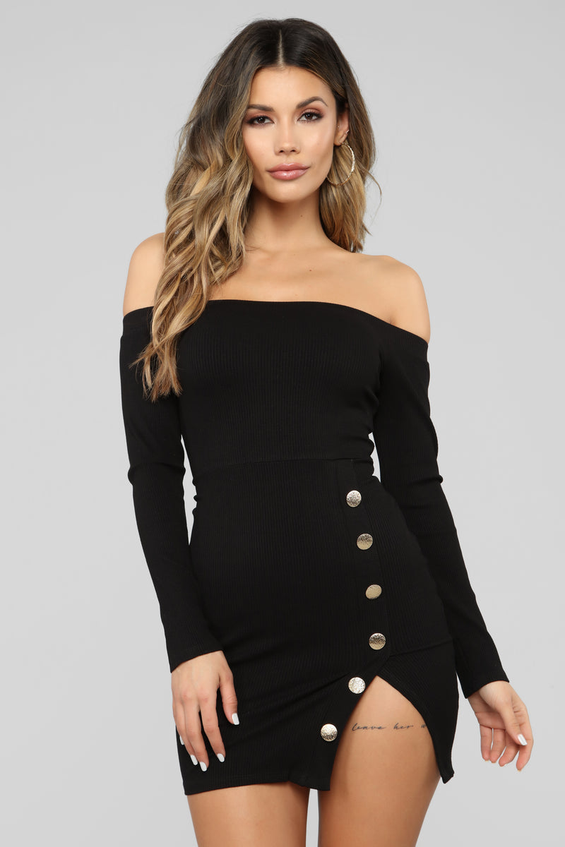 Inevitable Change Off Shoulder Mini Dress - Black | Fashion Nova ...